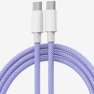 2m - Purple USB-C to Type C Woven Charging Cable for Apple Android Fast Charging